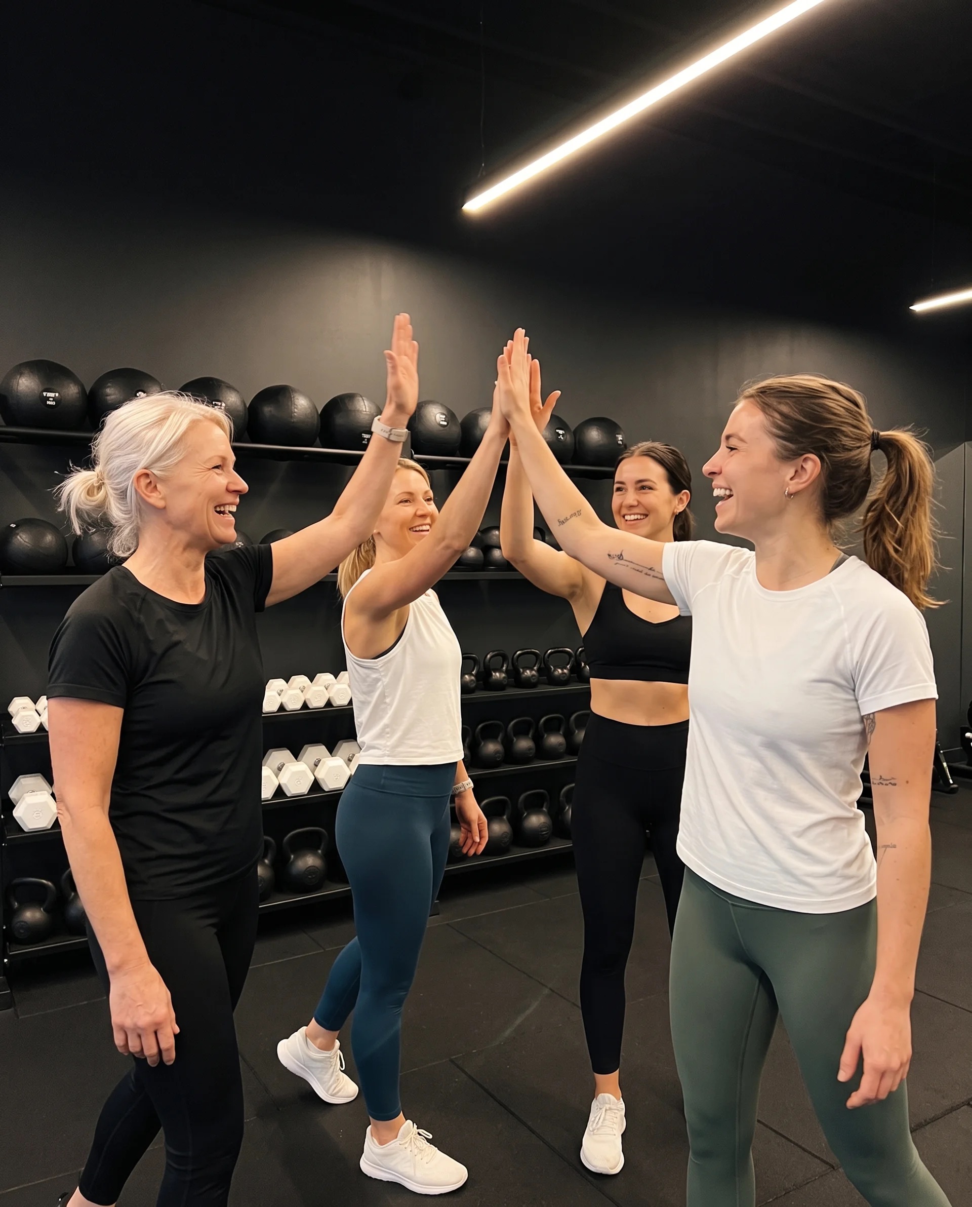 Vier Frauen beim gemeinsamen Training im JonFit Studio