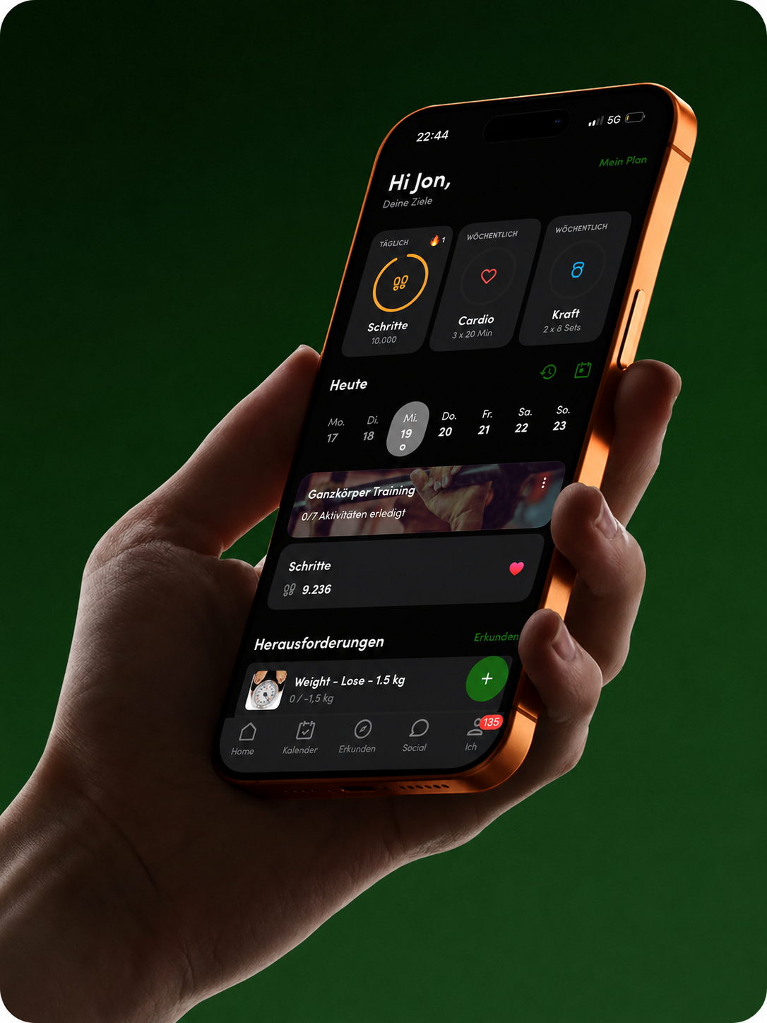 JonFit App auf einem Smartphone